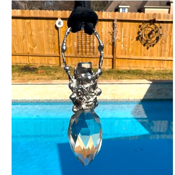 Unique Handcrafted Silver & Crystal Perfume Bottle Topper Pendant Necklace - Picture 11 of 16